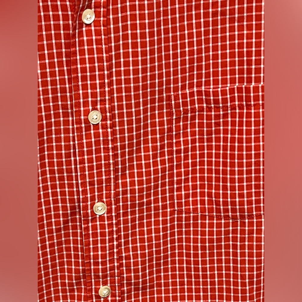 Reed Edward’s Men’s Orange & White Plaid Long Sleeve Button Down Shirt - Large - Picture 7 of 8